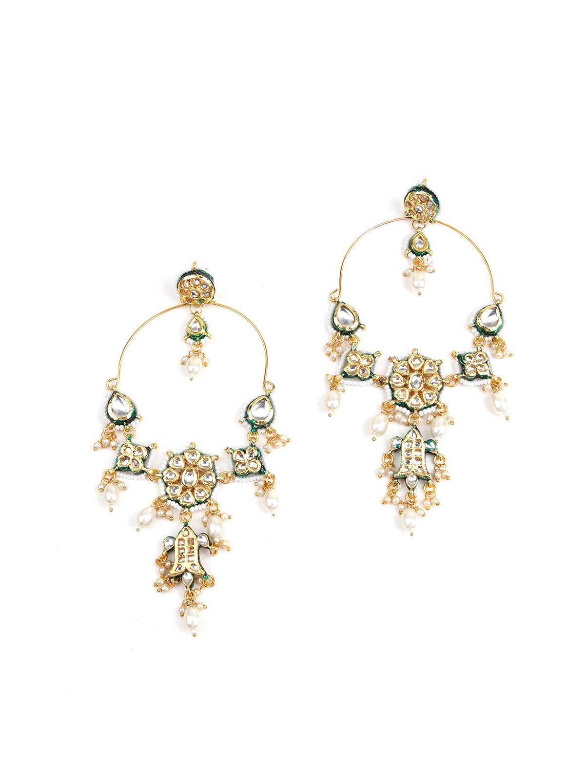 Women's Kundan Earring With Indian Motif