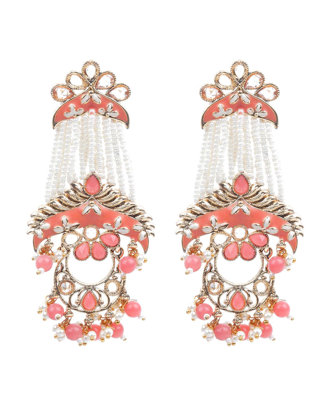 Women's Kundan Studded Meenakari Dangle Earring