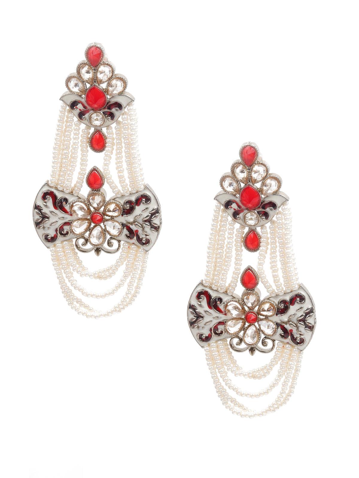Women's Kundan Studded Meenakari Dangle Earring