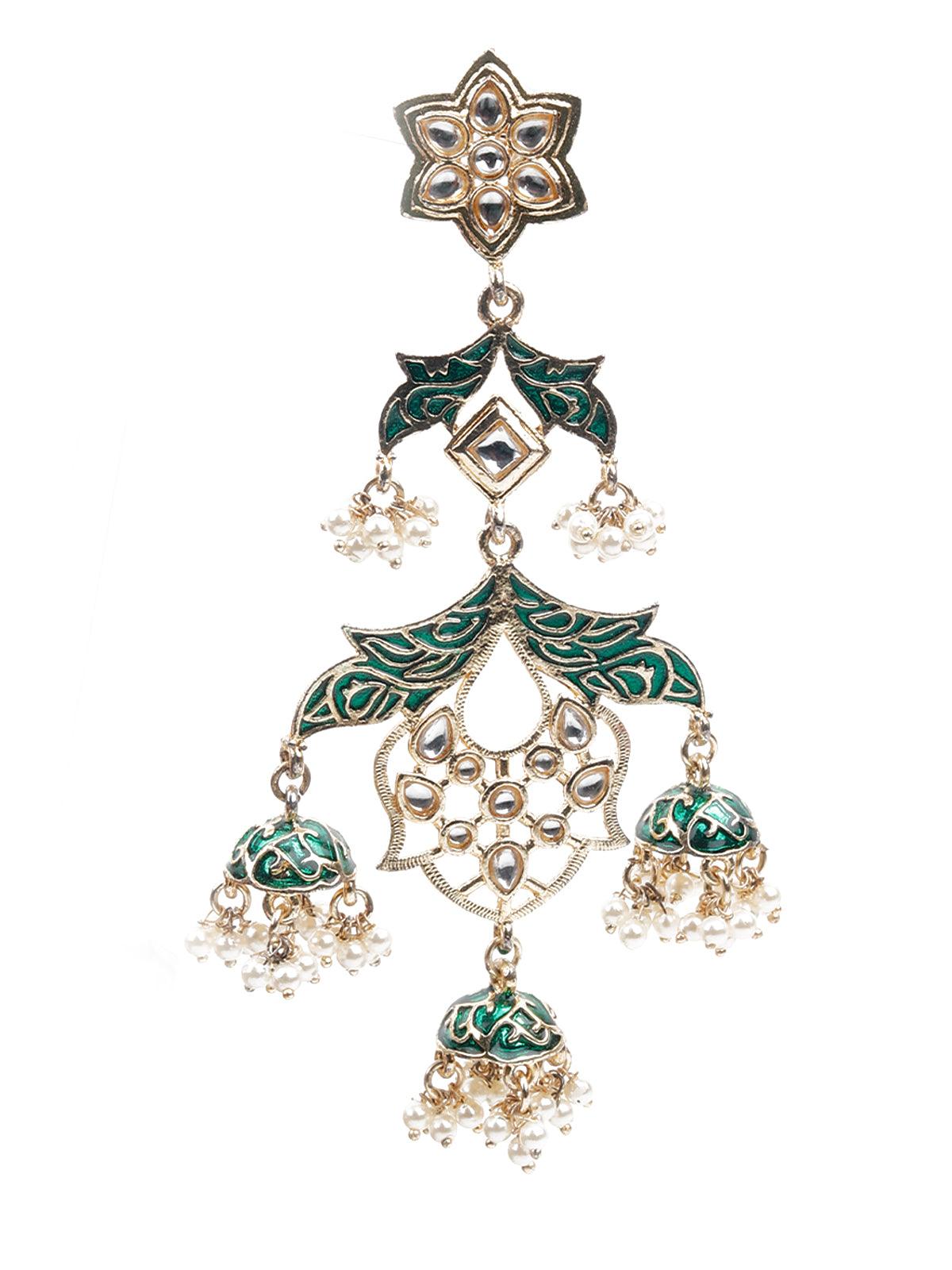 Women's Kundan Studded Meenakari Dangle Earring