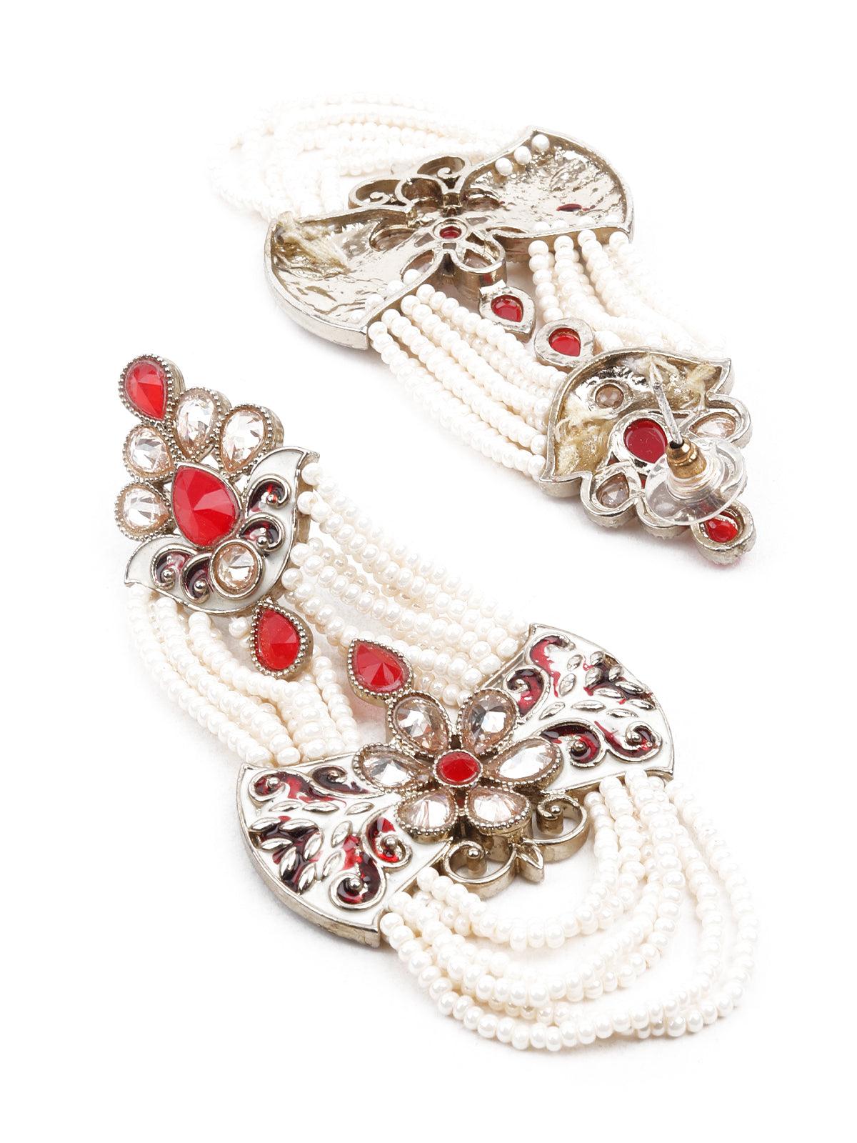 Women's Kundan Studded Meenakari Dangle Earring