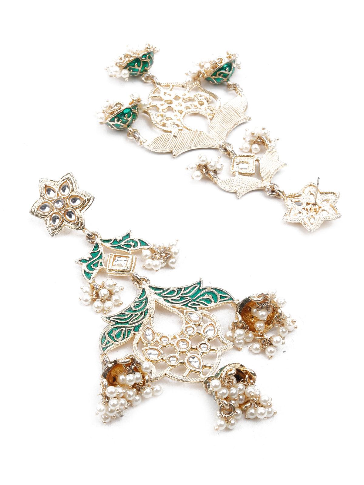 Women's Kundan Studded Meenakari Dangle Earring