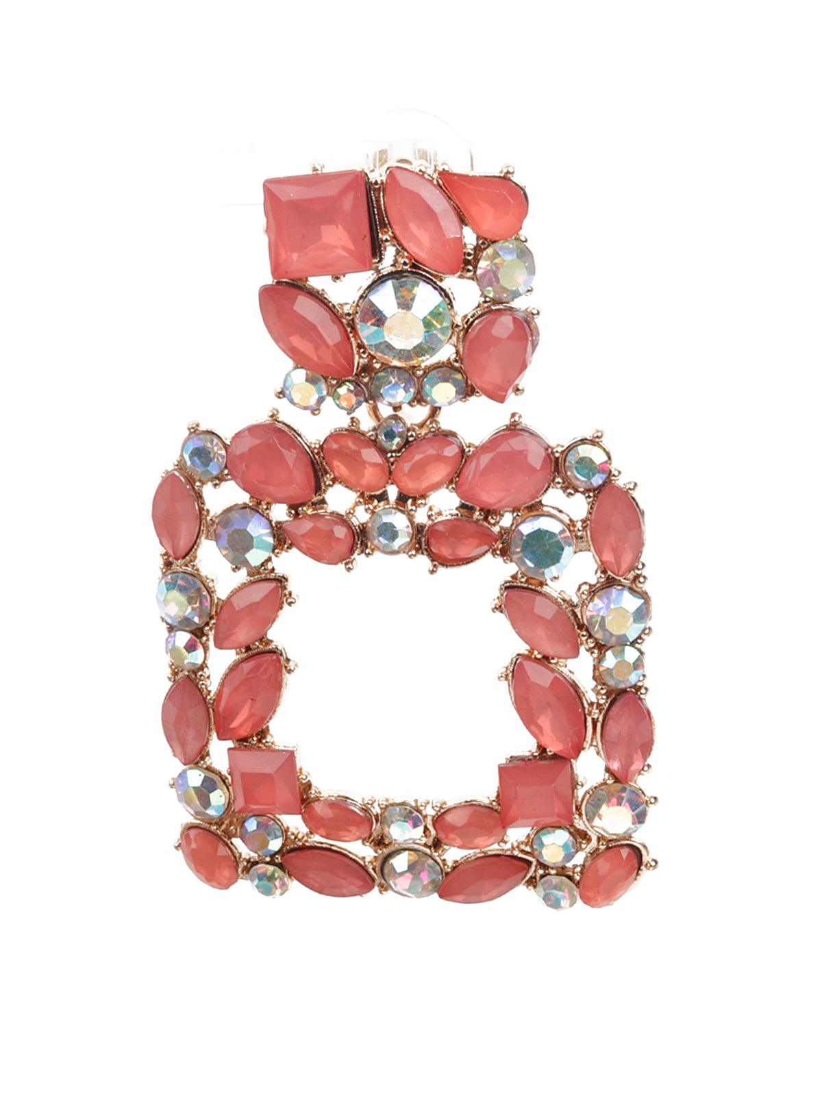 Women's Kundan Studded Pink Dangle Earring