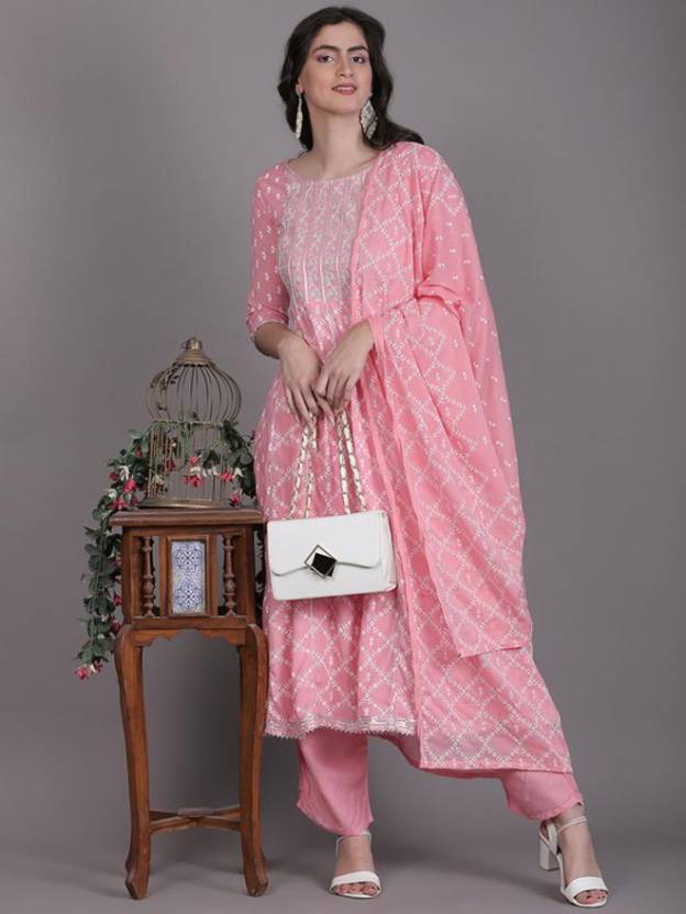 Women's Kurta, Pant And Dupatta Set Cotton Rayon