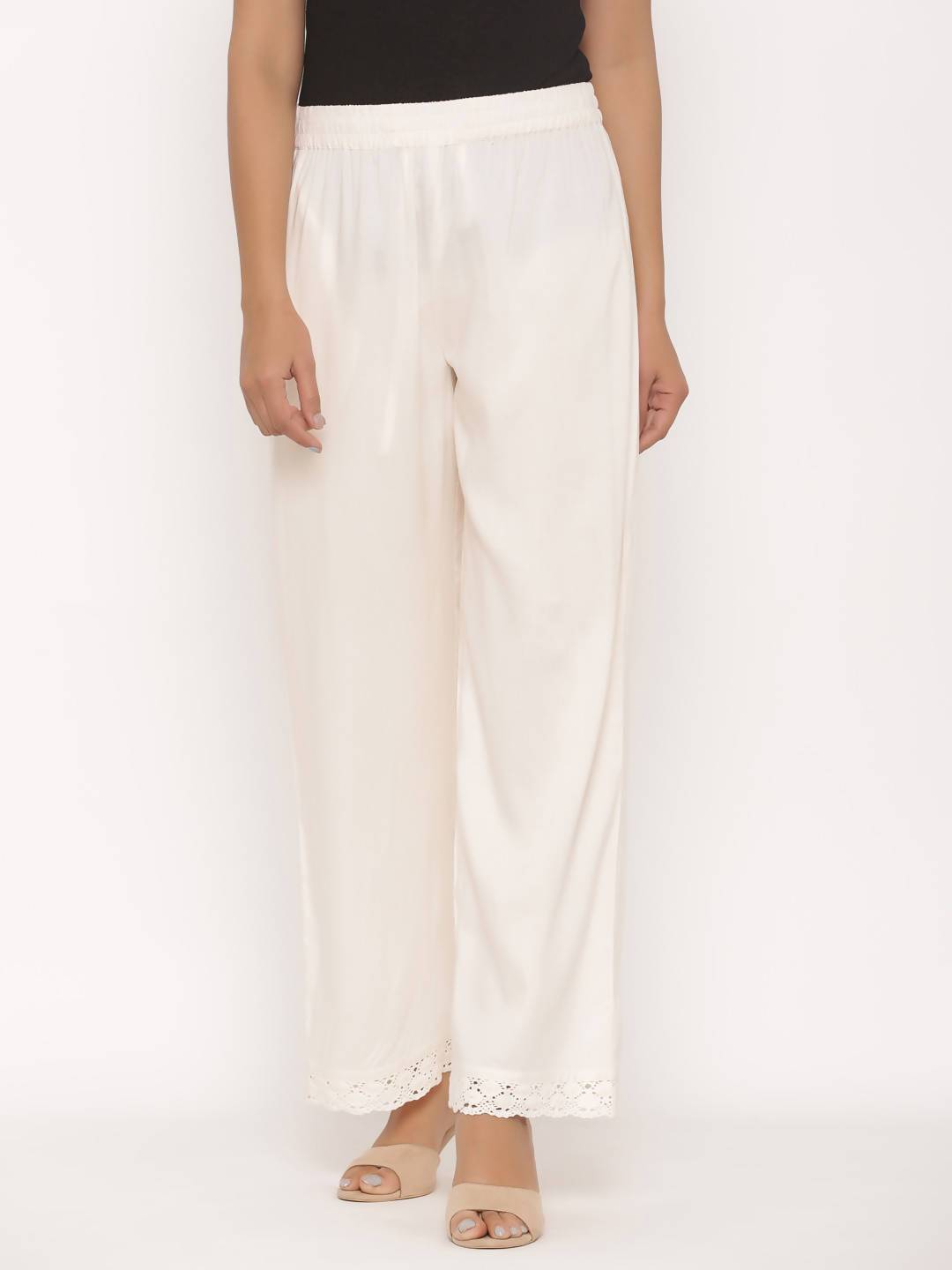 Women's Rayon Embellished Wide-Leg Palazzo