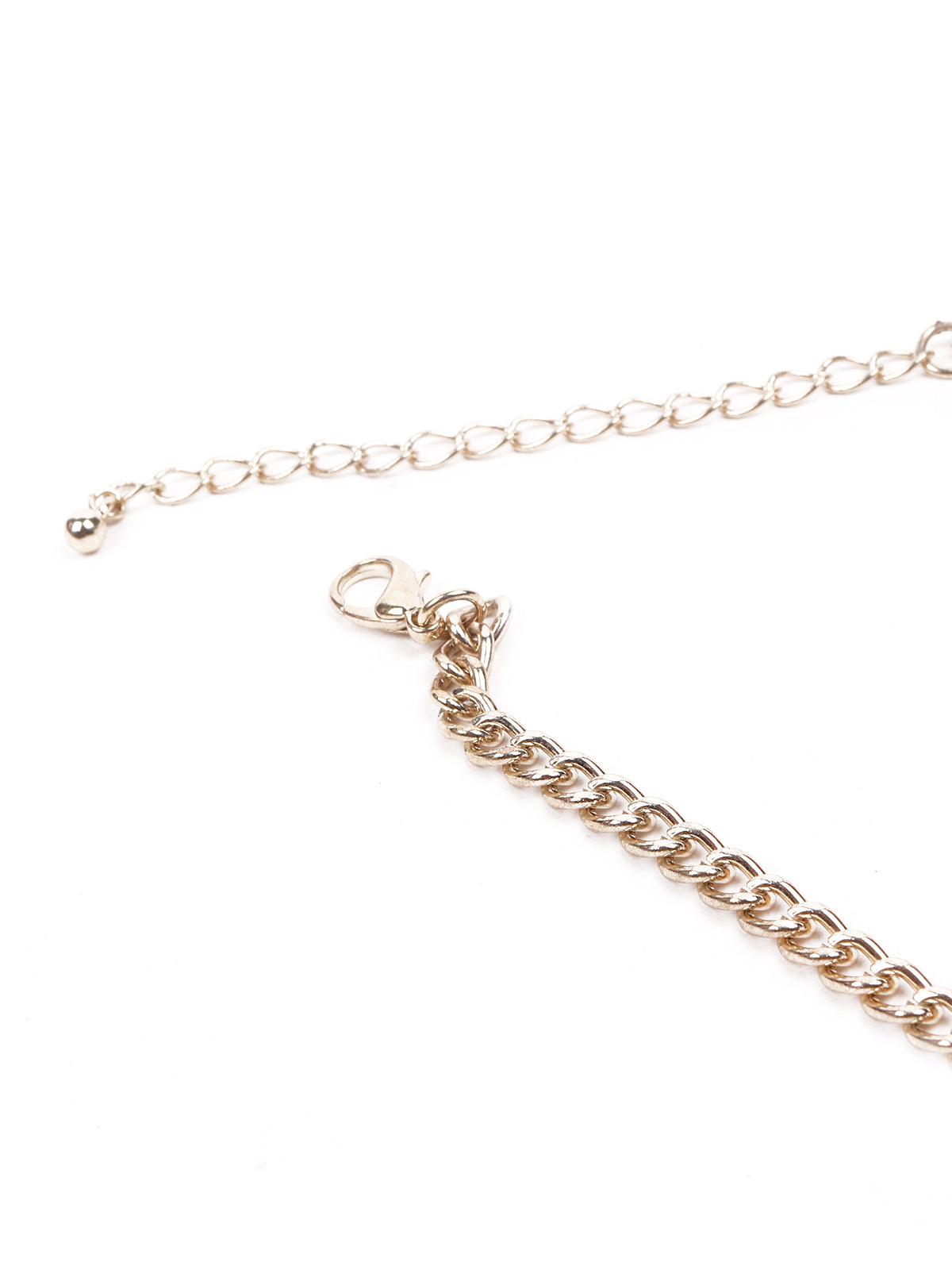 Women's Layered Button Styled Necklace-Silve