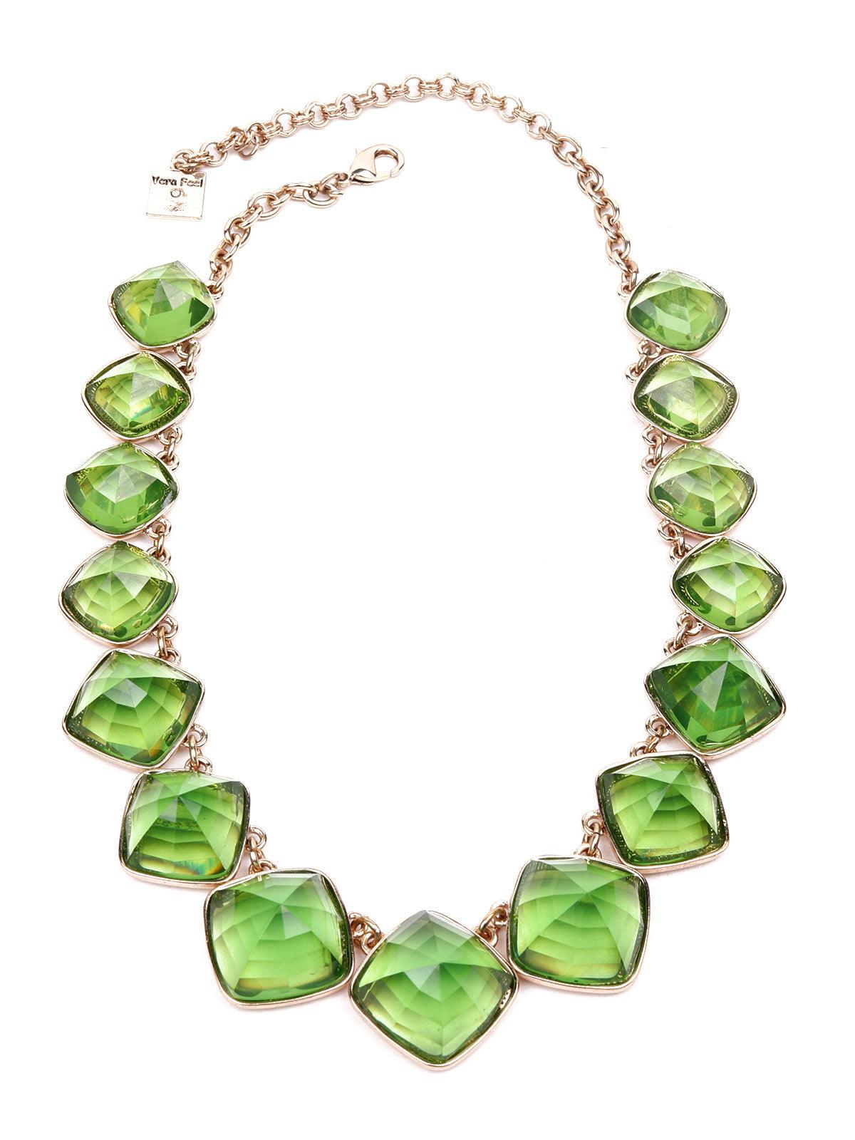 Women's Leaf Textured Statement Necklace-Gree