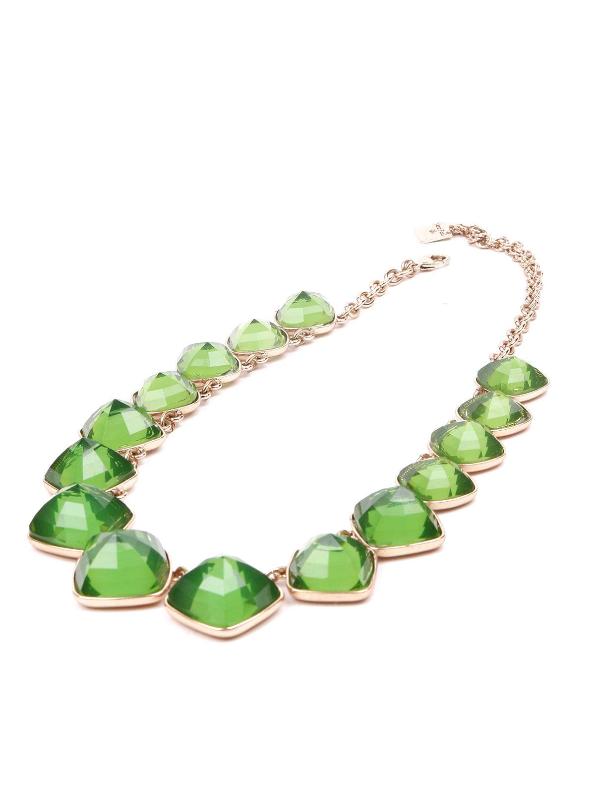 Women's Leaf Textured Statement Necklace-Gree