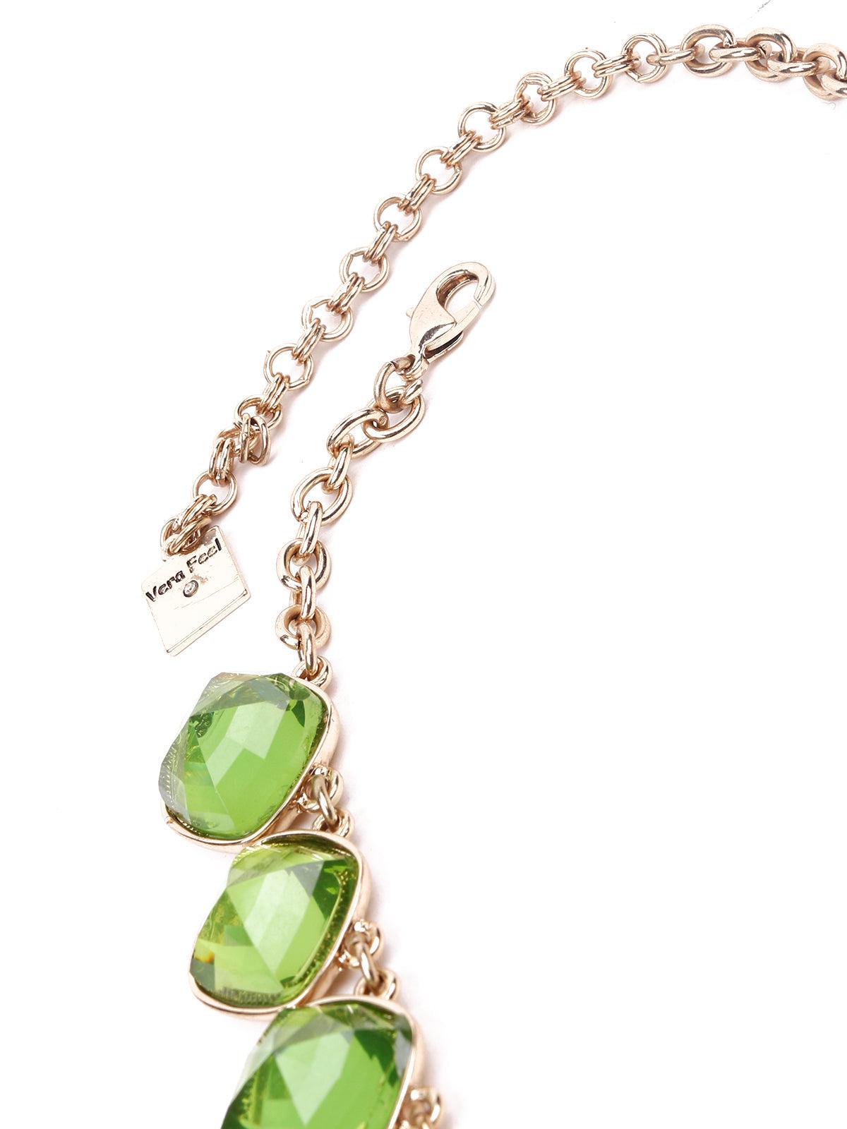 Women's Leaf Textured Statement Necklace-Gree