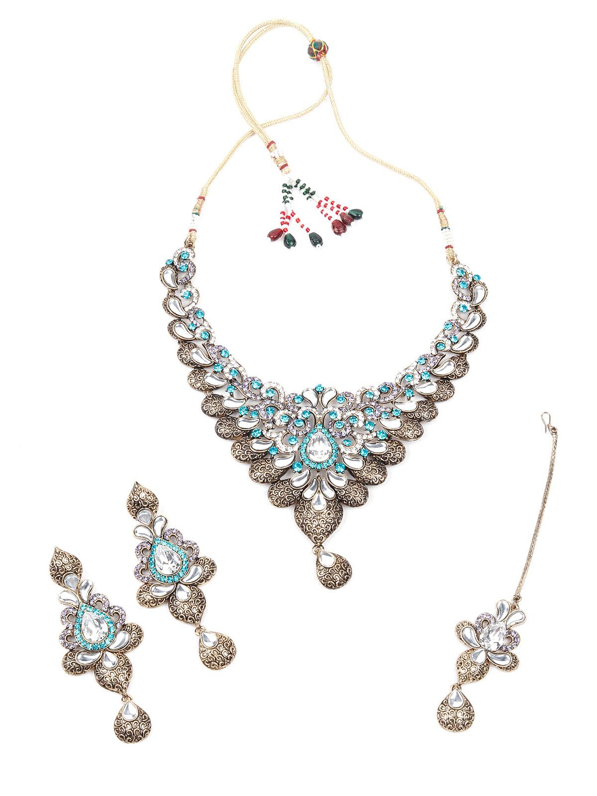 Women's Light Blue Stones And Kundan Se