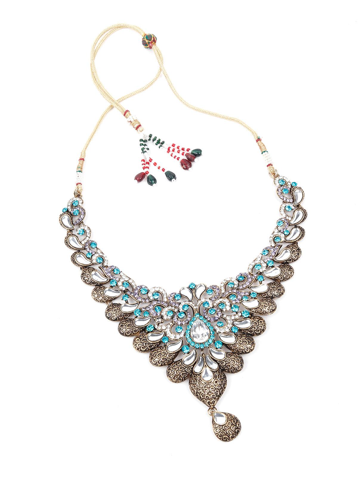 Women's Light Blue Stones And Kundan Se