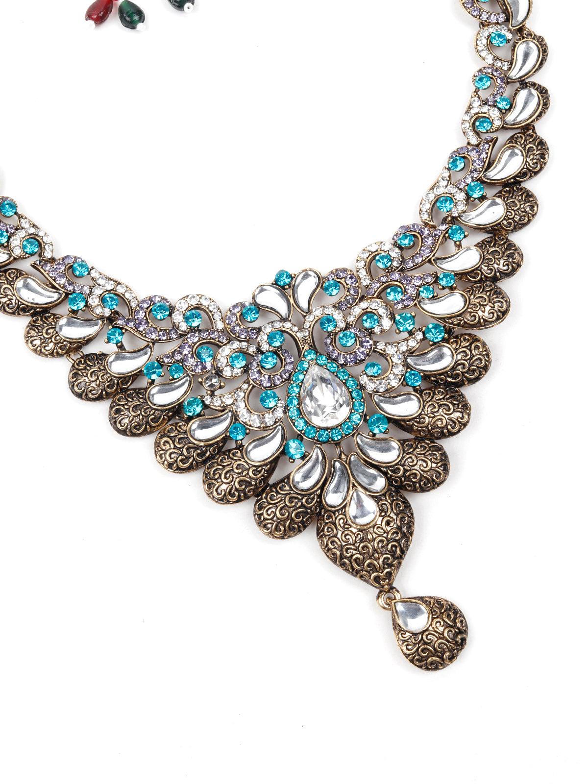 Women's Light Blue Stones And Kundan Se