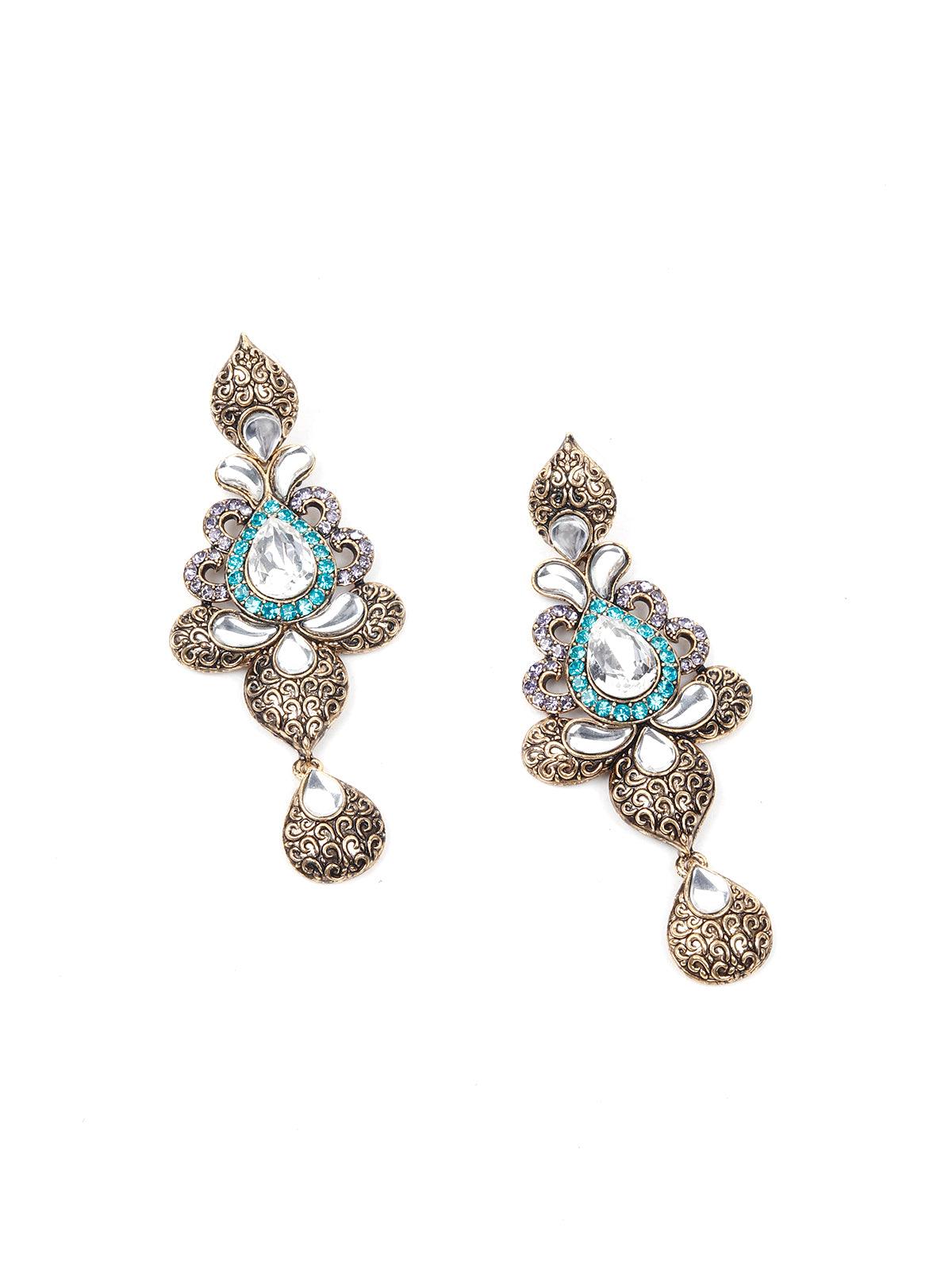 Women's Light Blue Stones And Kundan Se