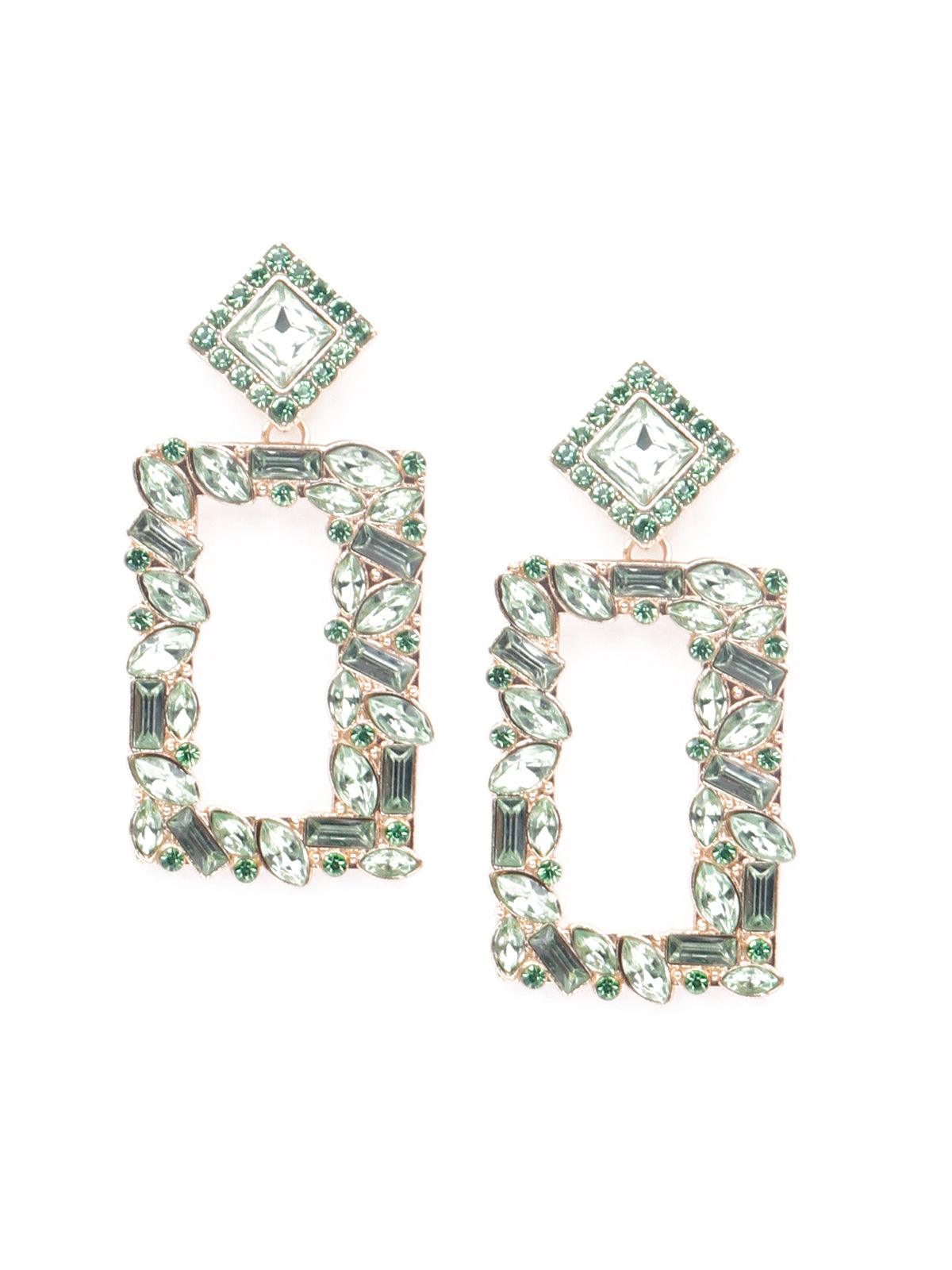 Women's Light Green Crystal Statement Earring