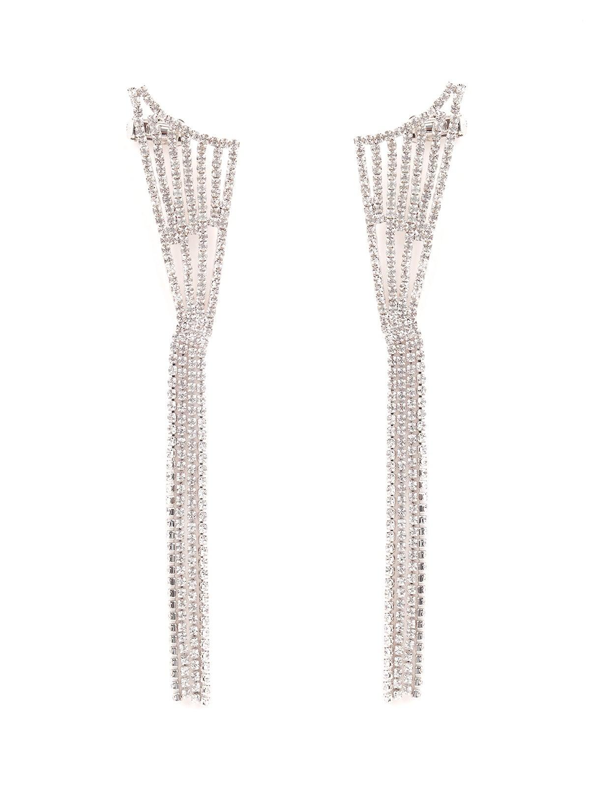 Women's Long Crystal Drop Embellished Earring
