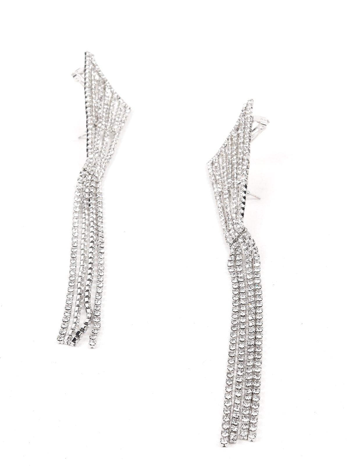 Women's Long Crystal Drop Embellished Earring