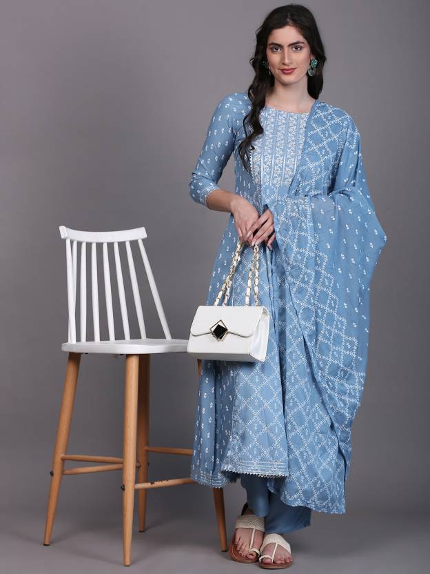 Women's Kurta, Pant And Dupatta Set Cotton Rayon