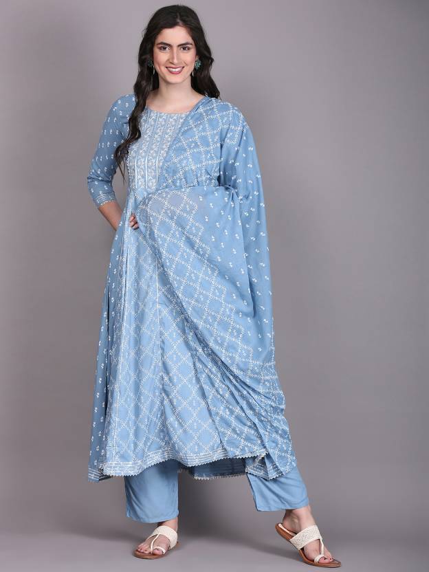 Women's Kurta, Pant And Dupatta Set Cotton Rayon