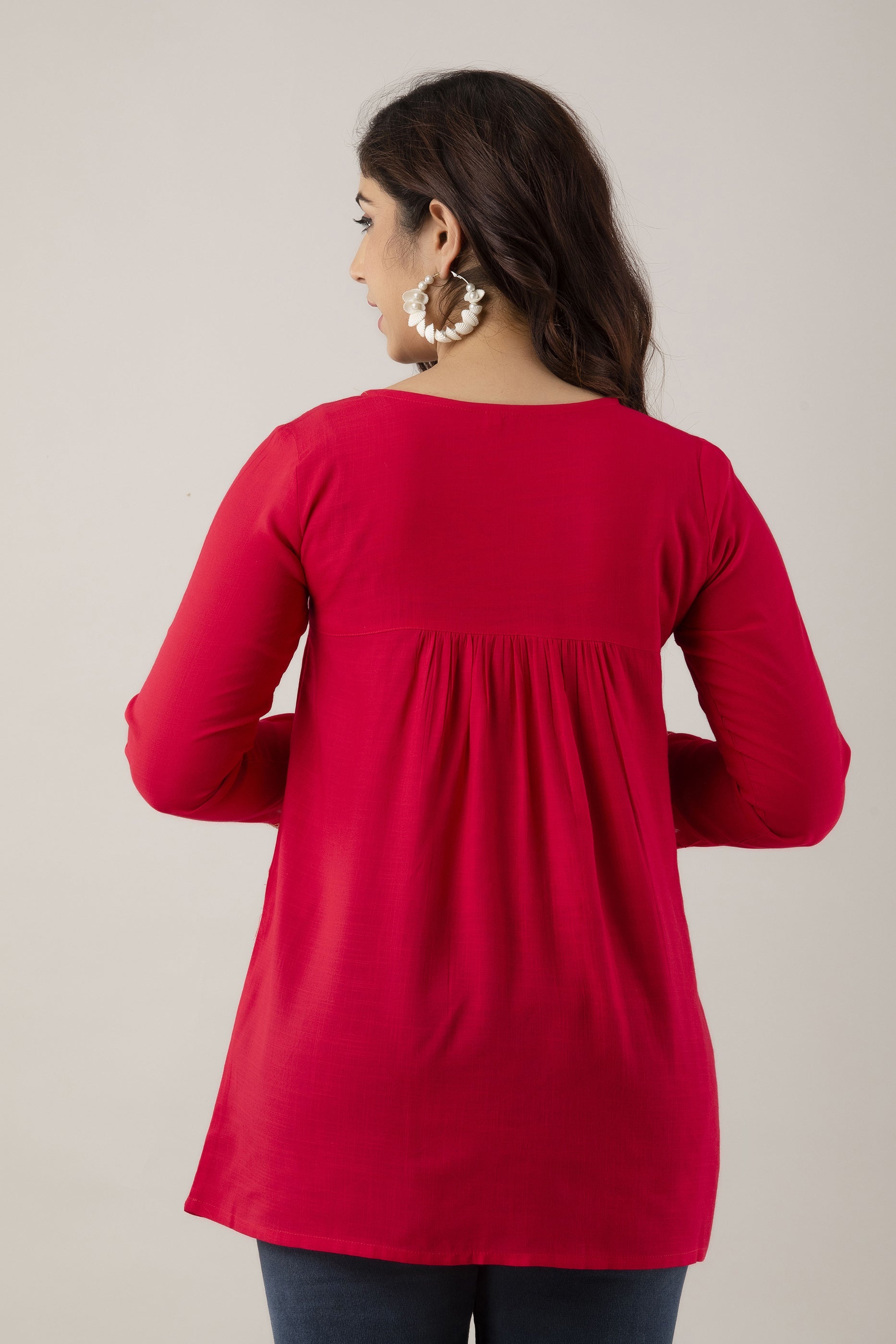 Women's Embroidered Viscose Rayon Regular Top (Rani) - Charu USA