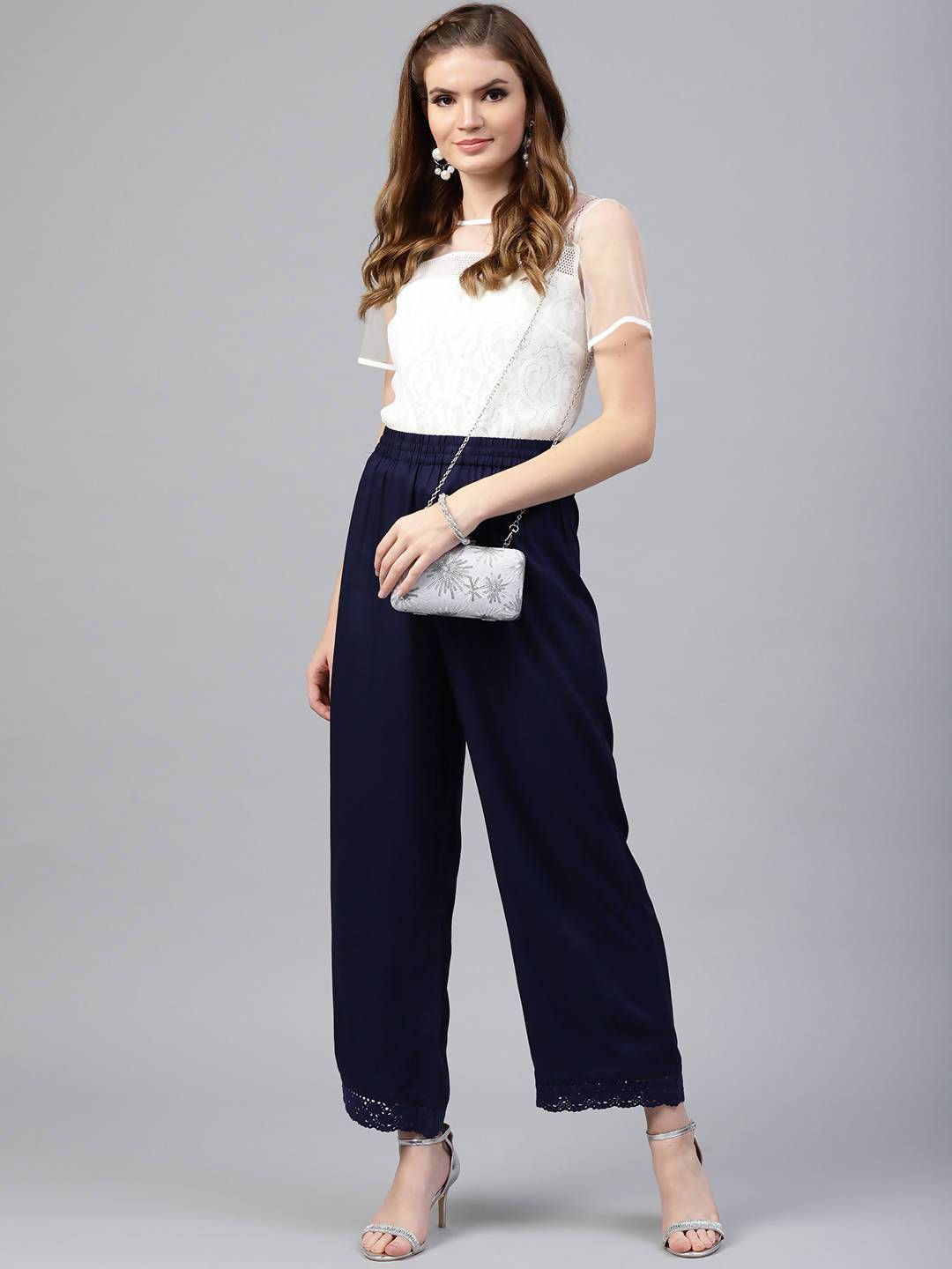 Women's Rayon Embellished Wide-Leg Palazzo