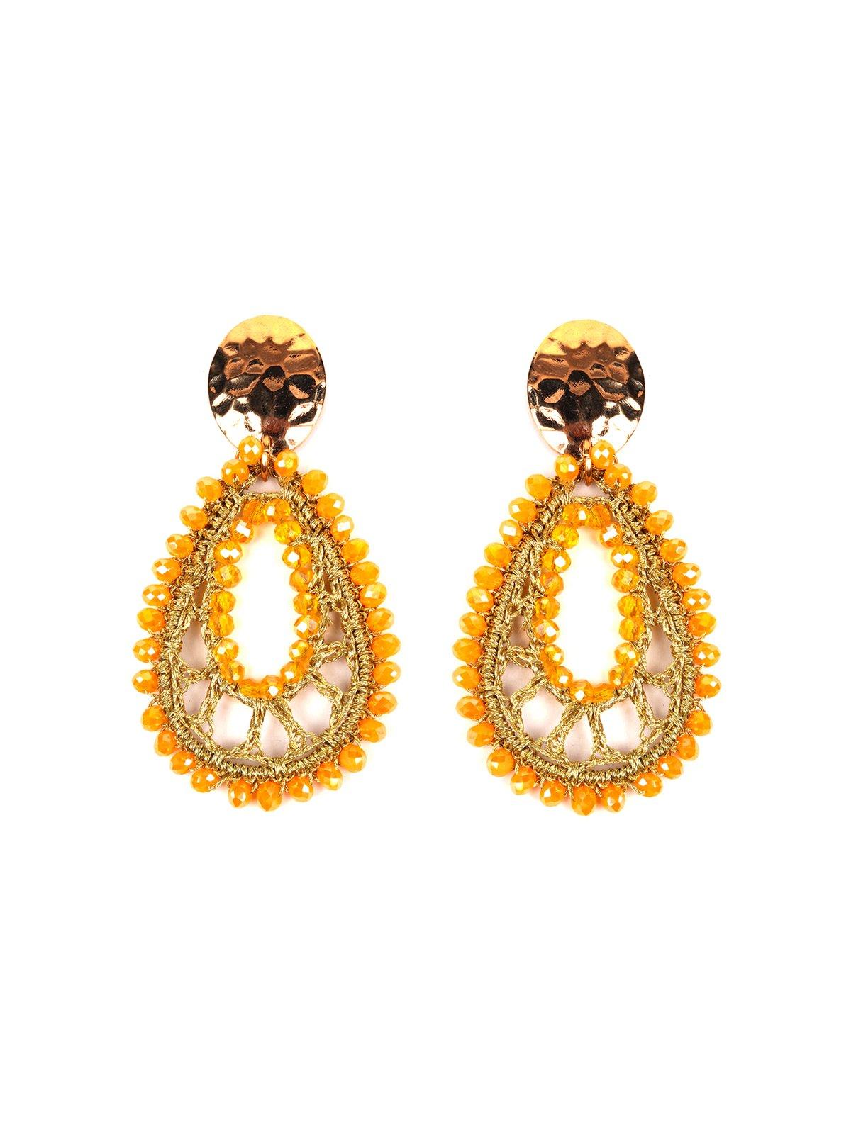 Women's Mango Yellow Beaded Teardrop Earring