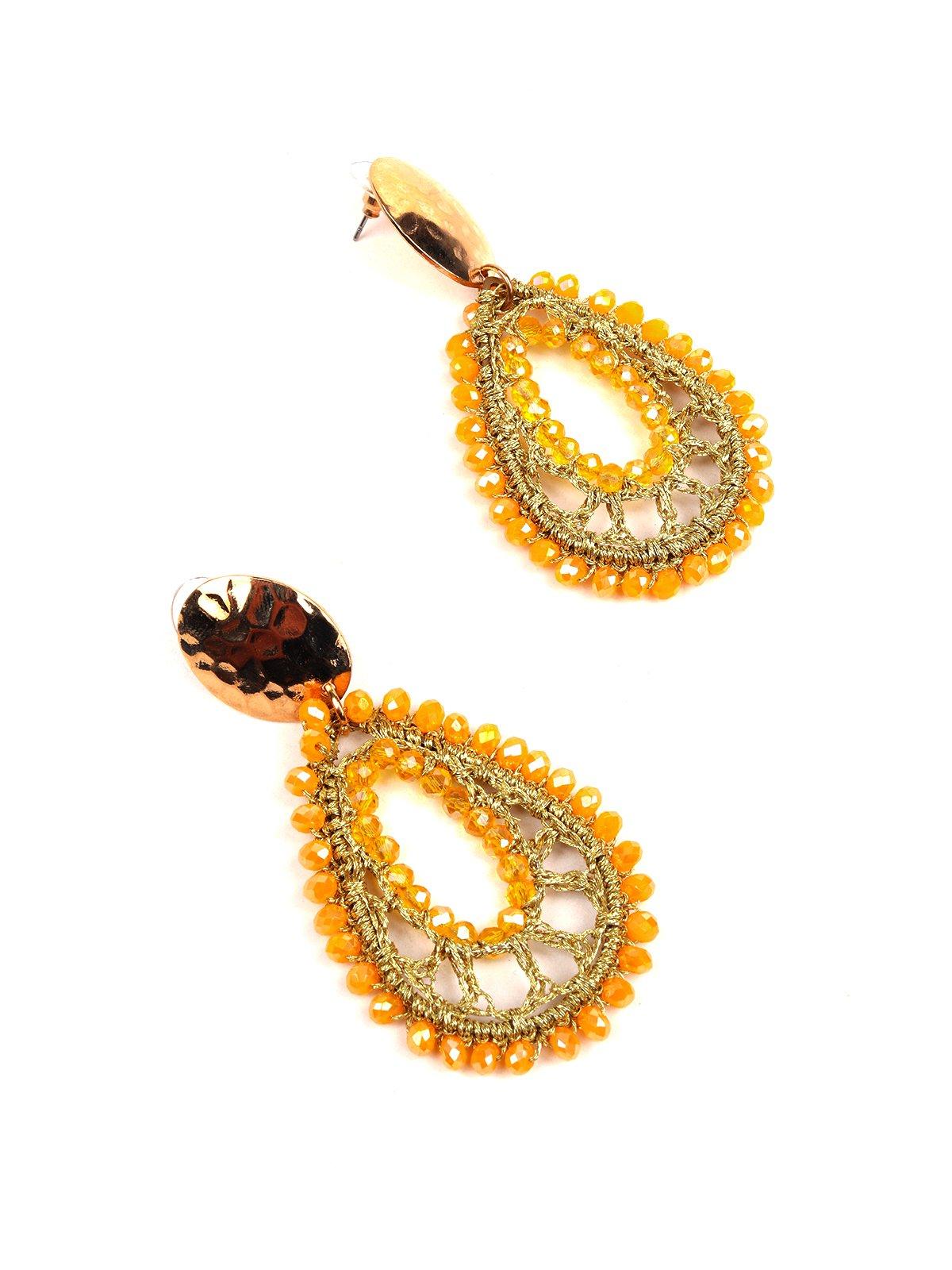 Women's Mango Yellow Beaded Teardrop Earring