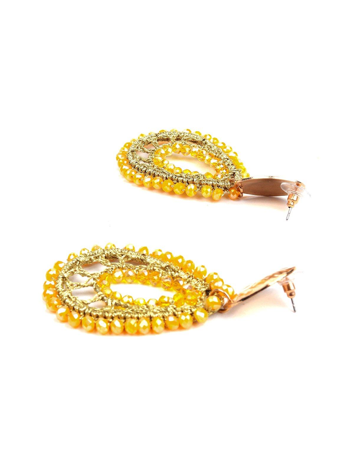 Women's Mango Yellow Beaded Teardrop Earring