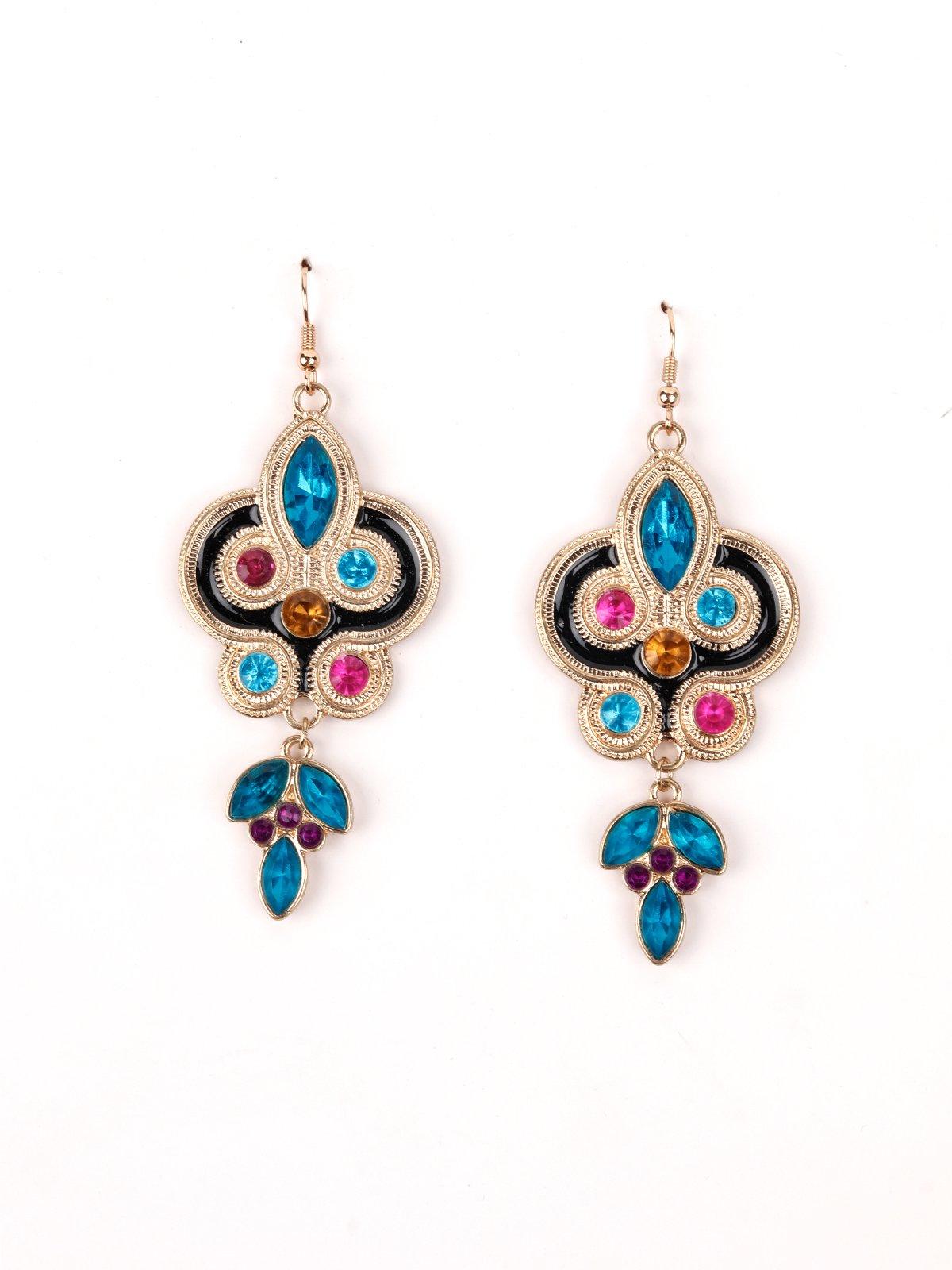 Women's Metallic Gold And Turquoise Blue Dangle