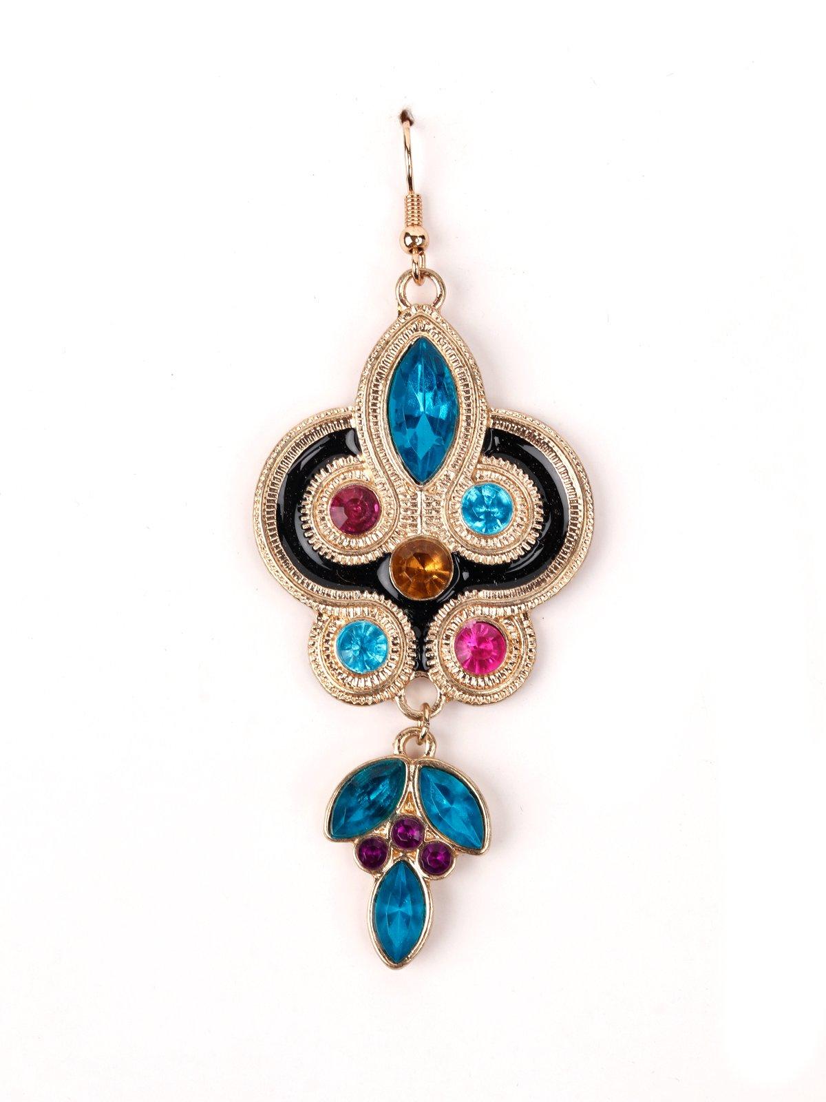 Women's Metallic Gold And Turquoise Blue Dangle