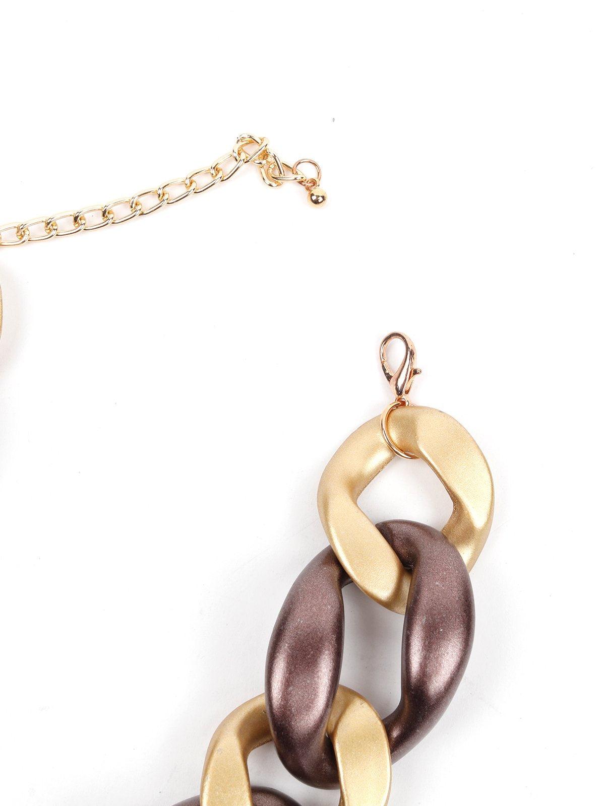 Women's Metallic Purple And Gold Chunky Necklac