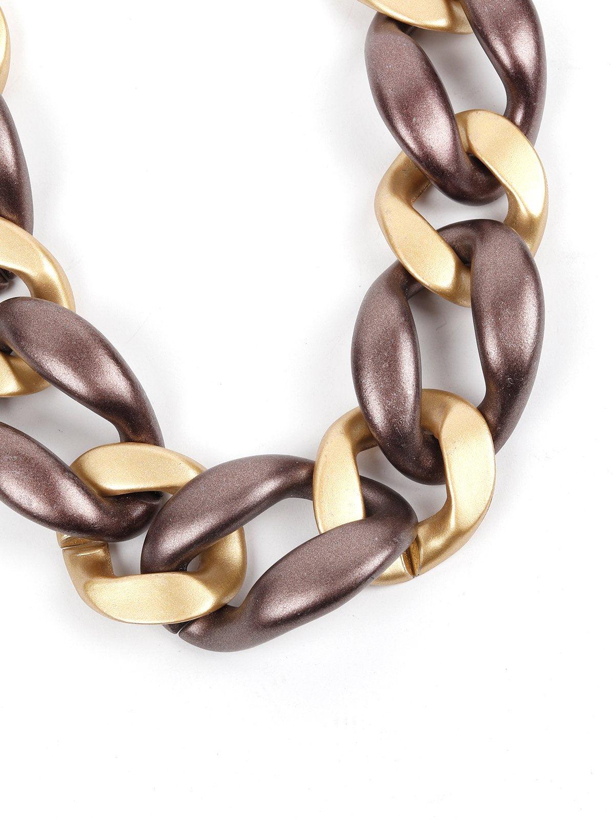 Women's Metallic Purple And Gold Chunky Necklac