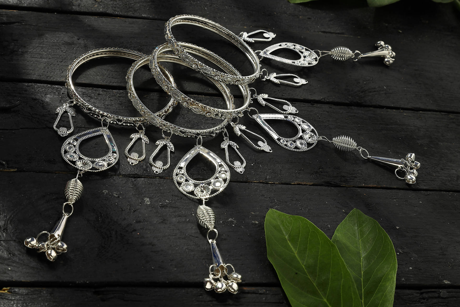 Johar Kamal Oxidised Silver-Plated Bangles