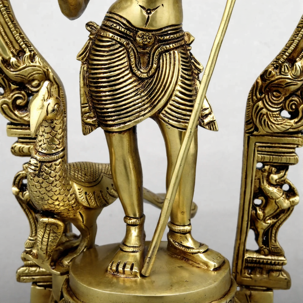 Brass Kartik with Peacock & Frame, Golden Finish, 16.5"