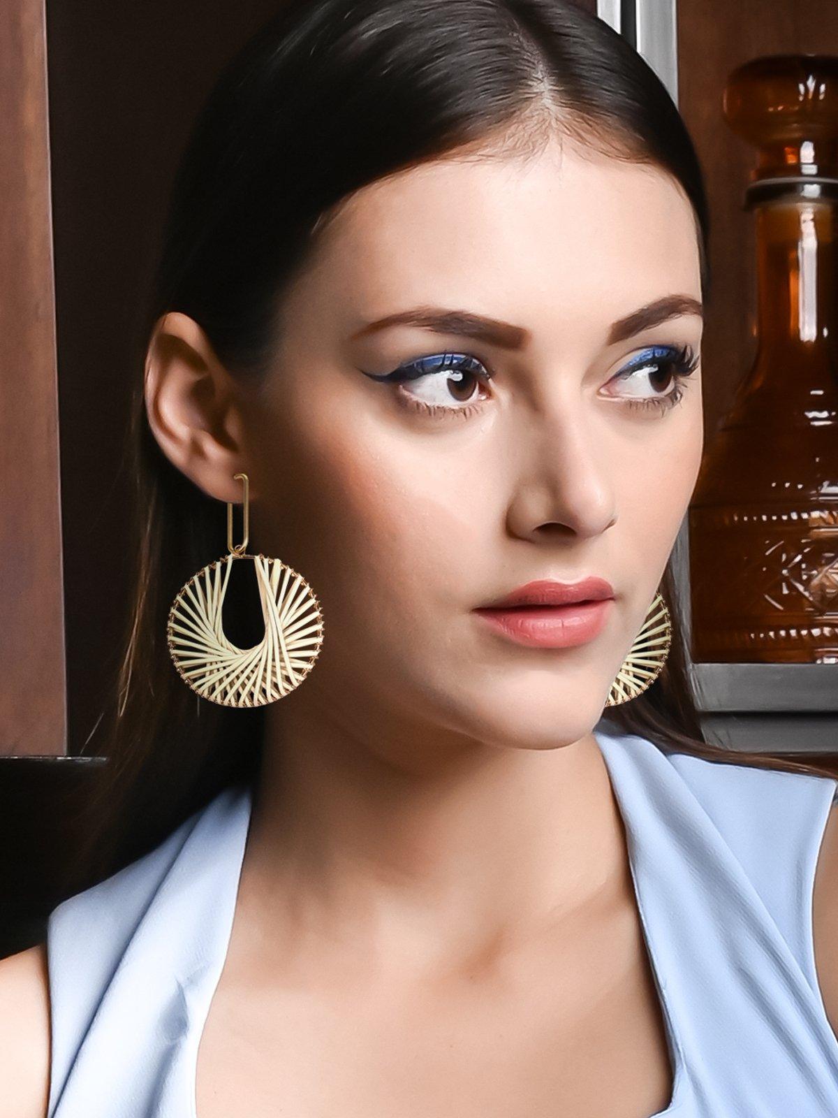Women's Modern Art Inspired Hoop Earrings-Whit