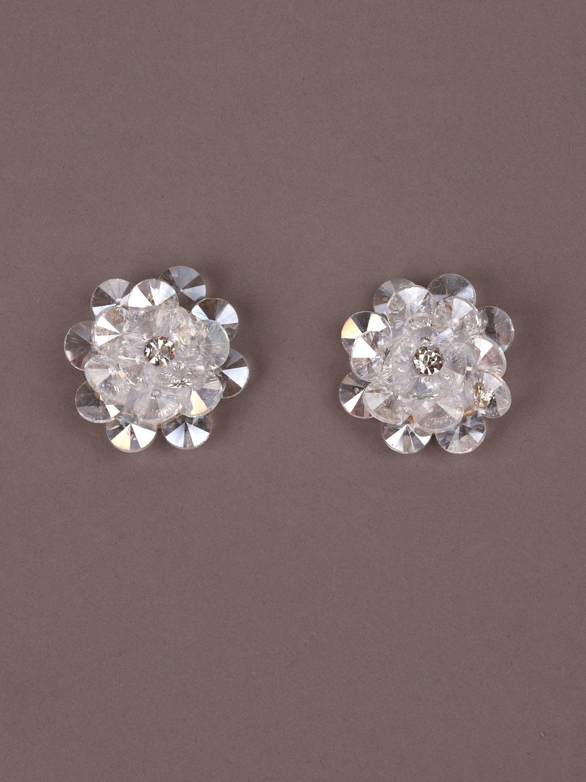 Women's Modern, Delicate Flower-Shaped Clear Statement Earring