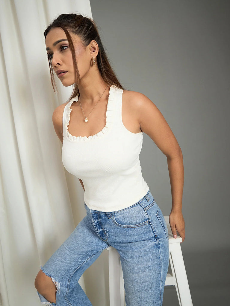 Women's Cross-Back Ribbed Tank Top