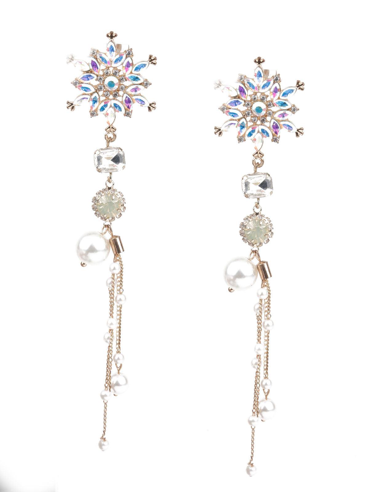 Women's Multicolor Floral Dangler Earrin