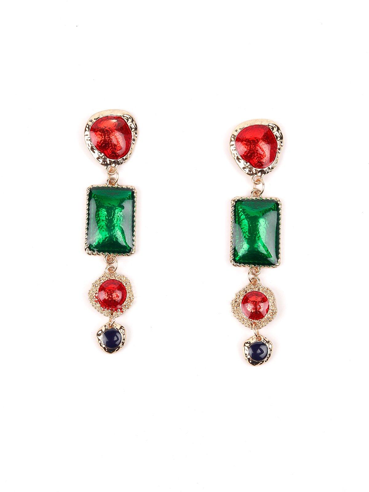 Women's Multicolor Stone Embellished Ethnic Earring