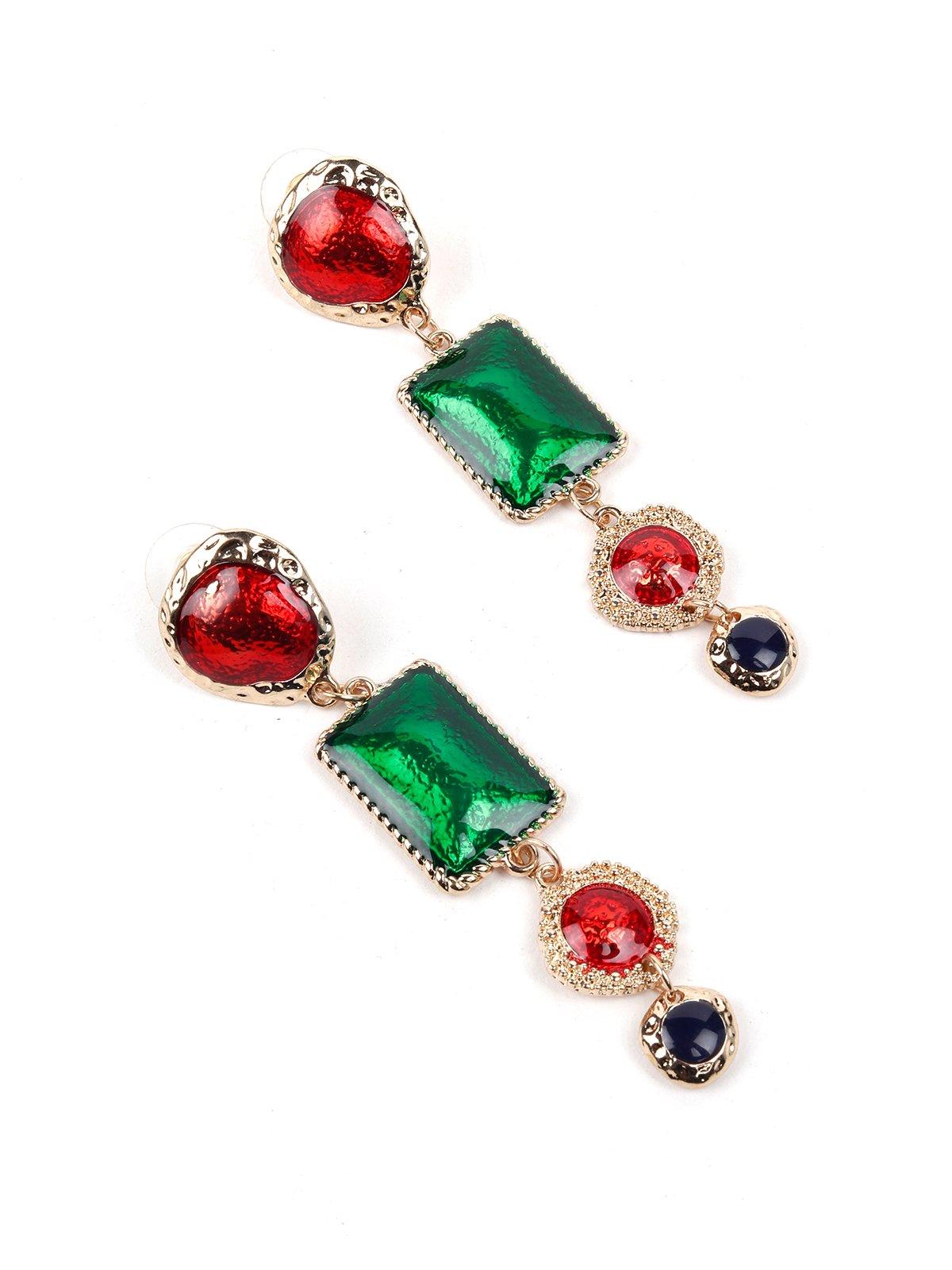Women's Multicolor Stone Embellished Ethnic Earring