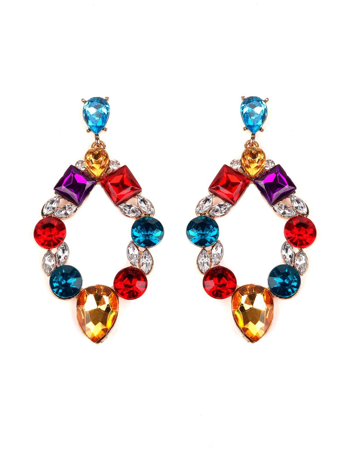 Women's Multicolour Crystals Embellished Drop Earring