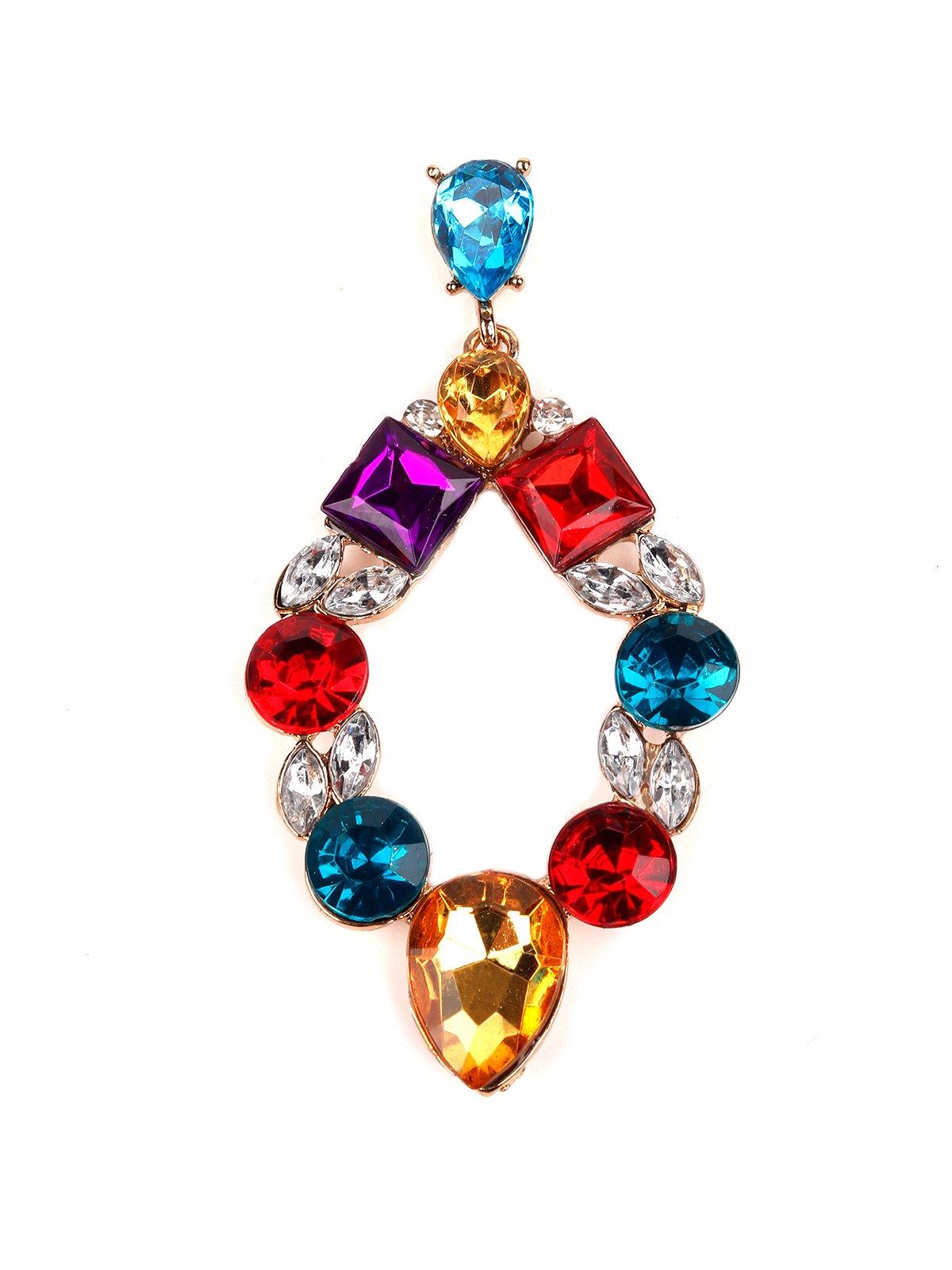 Women's Multicolour Crystals Embellished Drop Earring