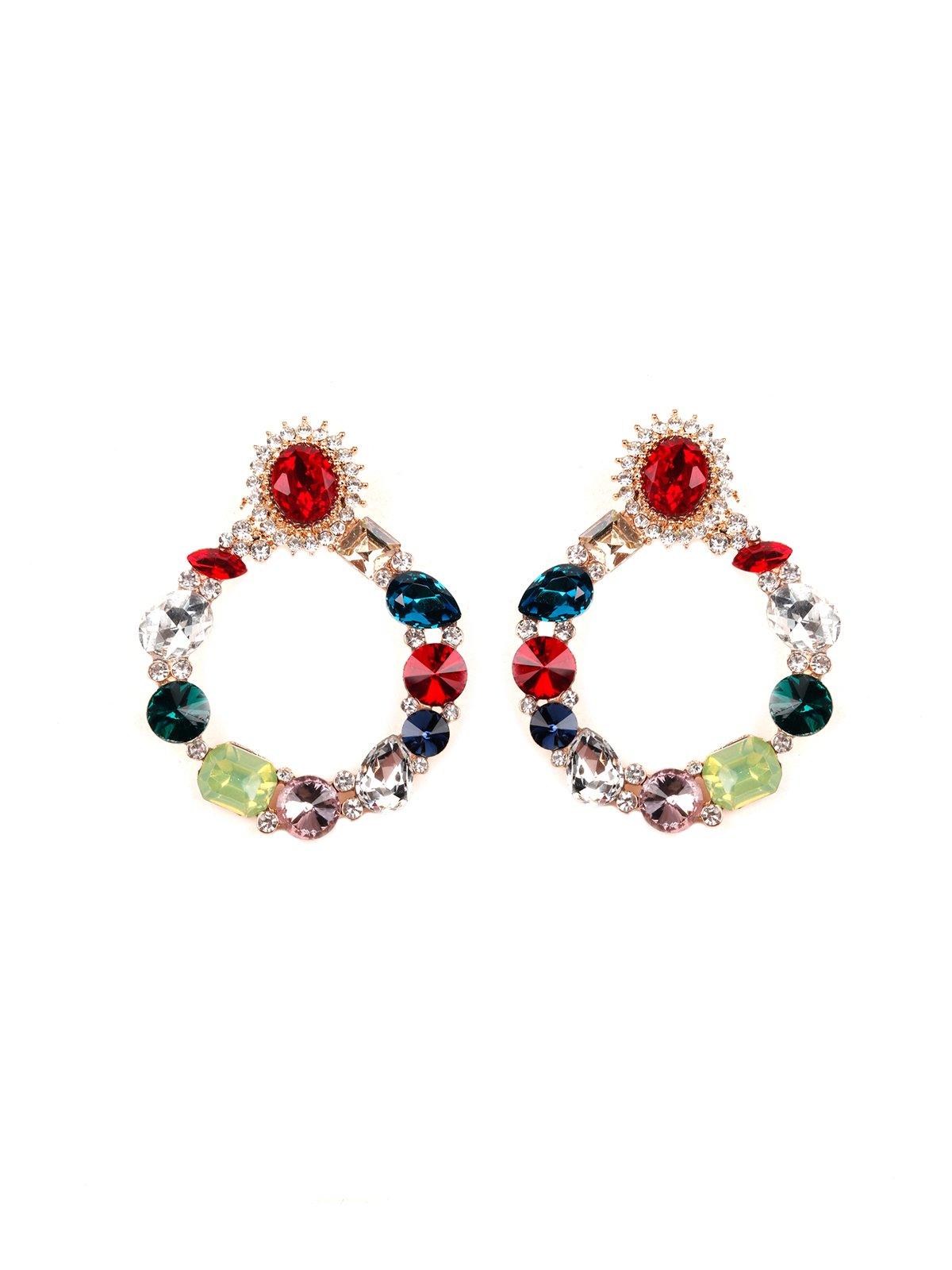 Women's Multicolour Gemstone Hoop Dropped Earring