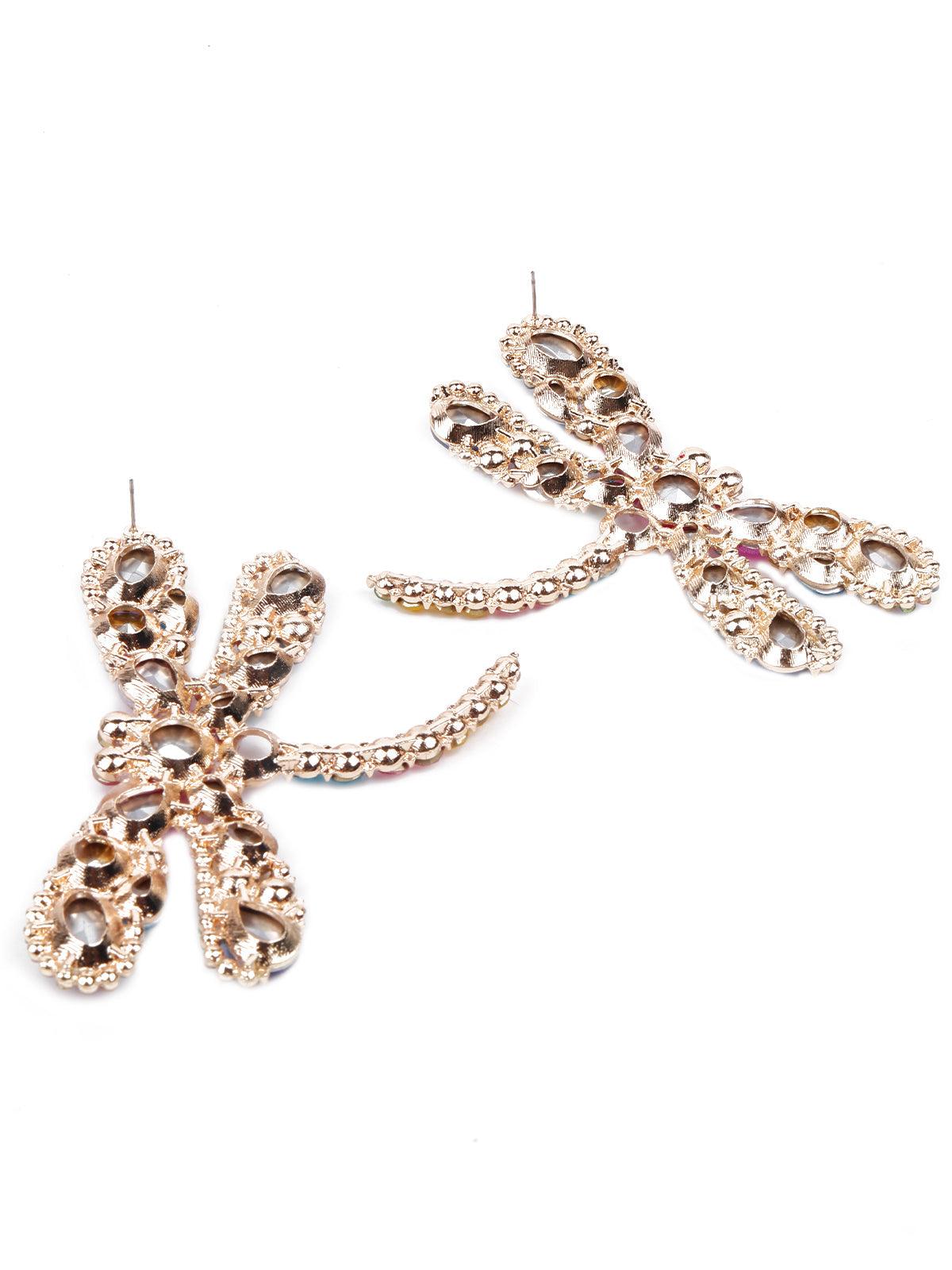 Women's Multicoloured Butterfly Crystal Earring