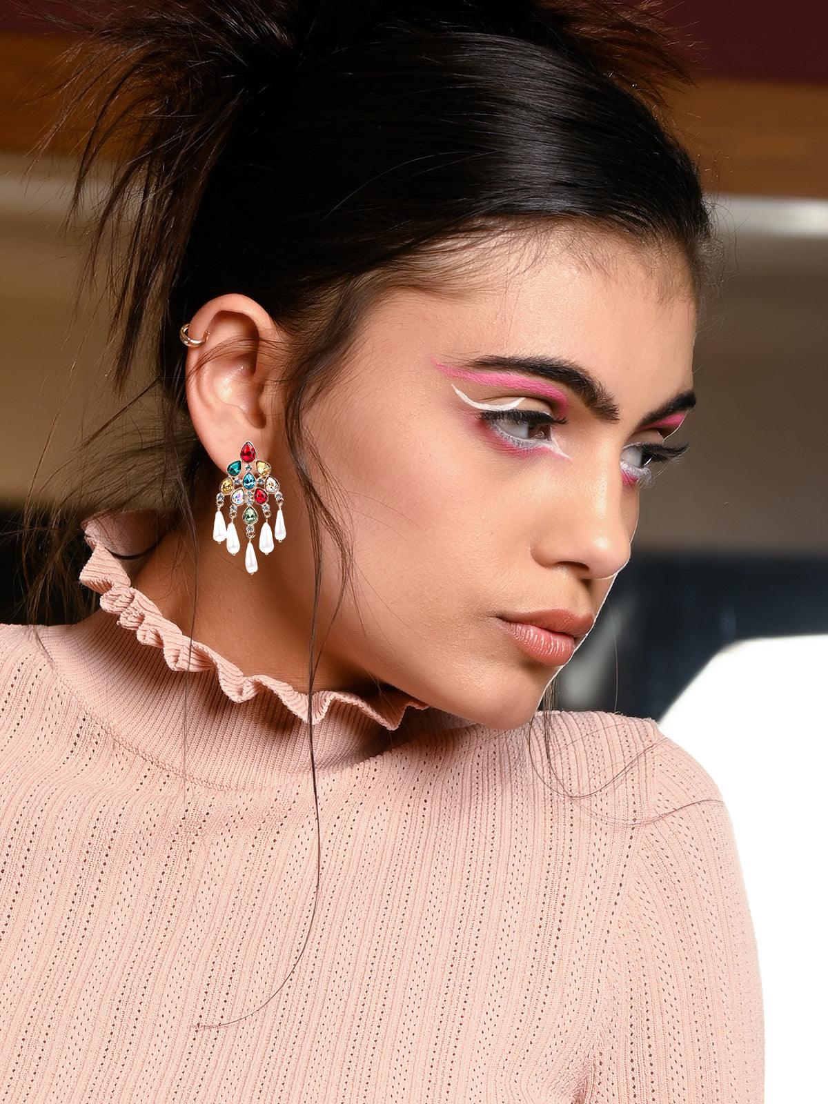 Women's Multicoloured Chandelier Drop Statement Earring