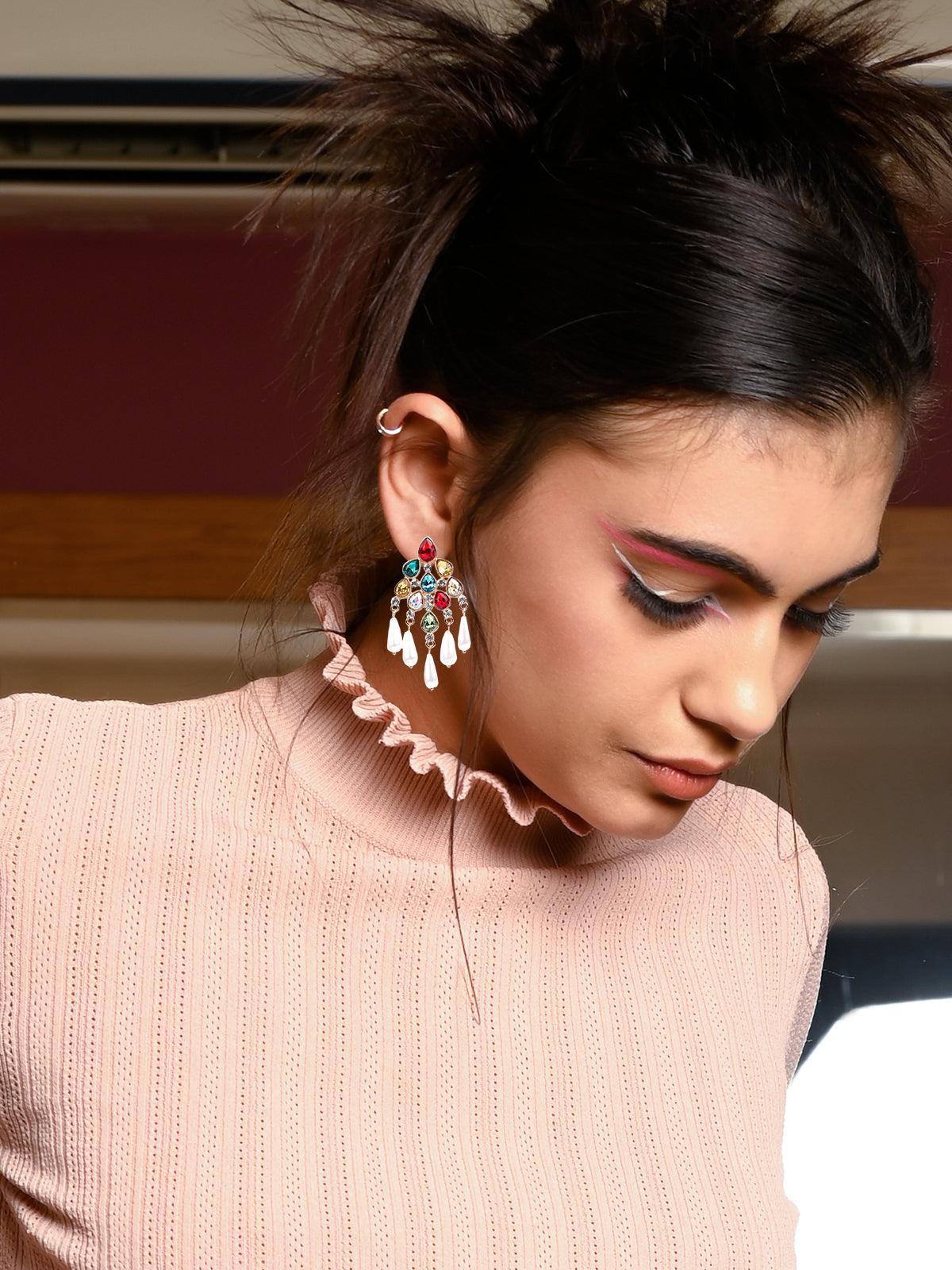Women's Multicoloured Chandelier Drop Statement Earring