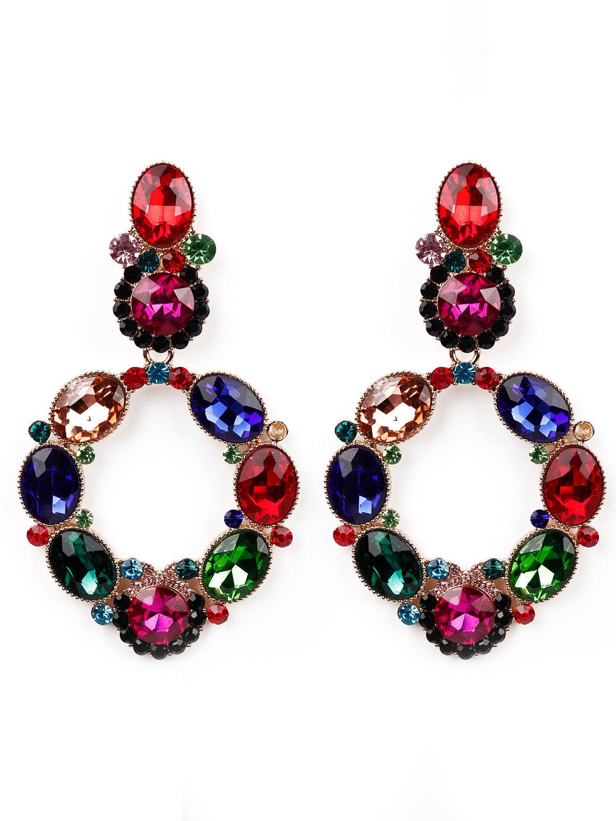 Women's Multicoloured Crystal Statement Earring