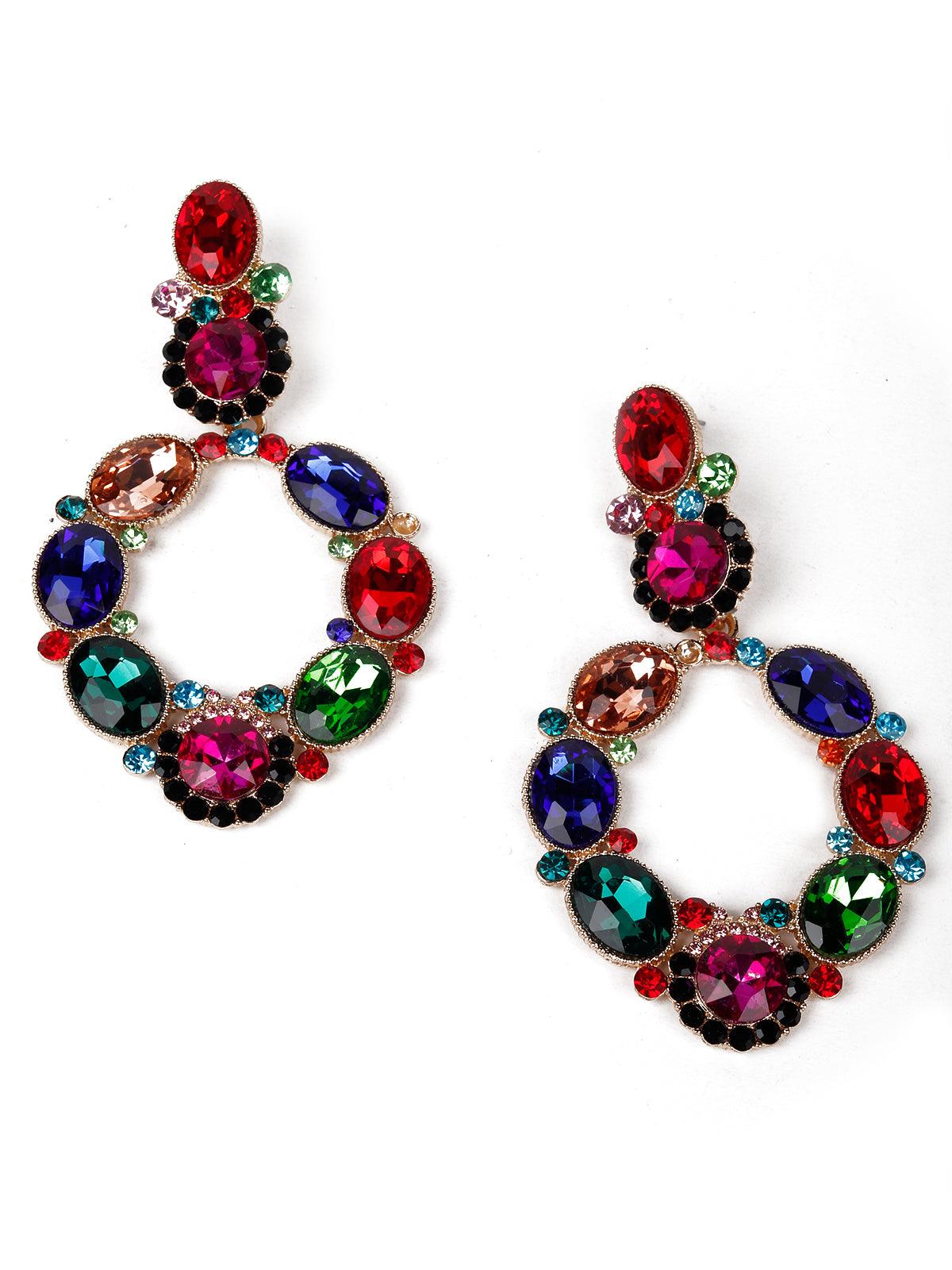 Women's Multicoloured Crystal Statement Earring