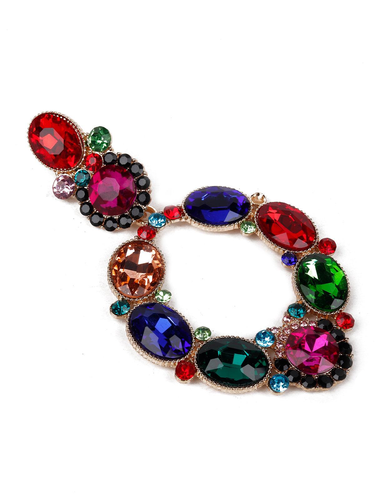 Women's Multicoloured Crystal Statement Earring