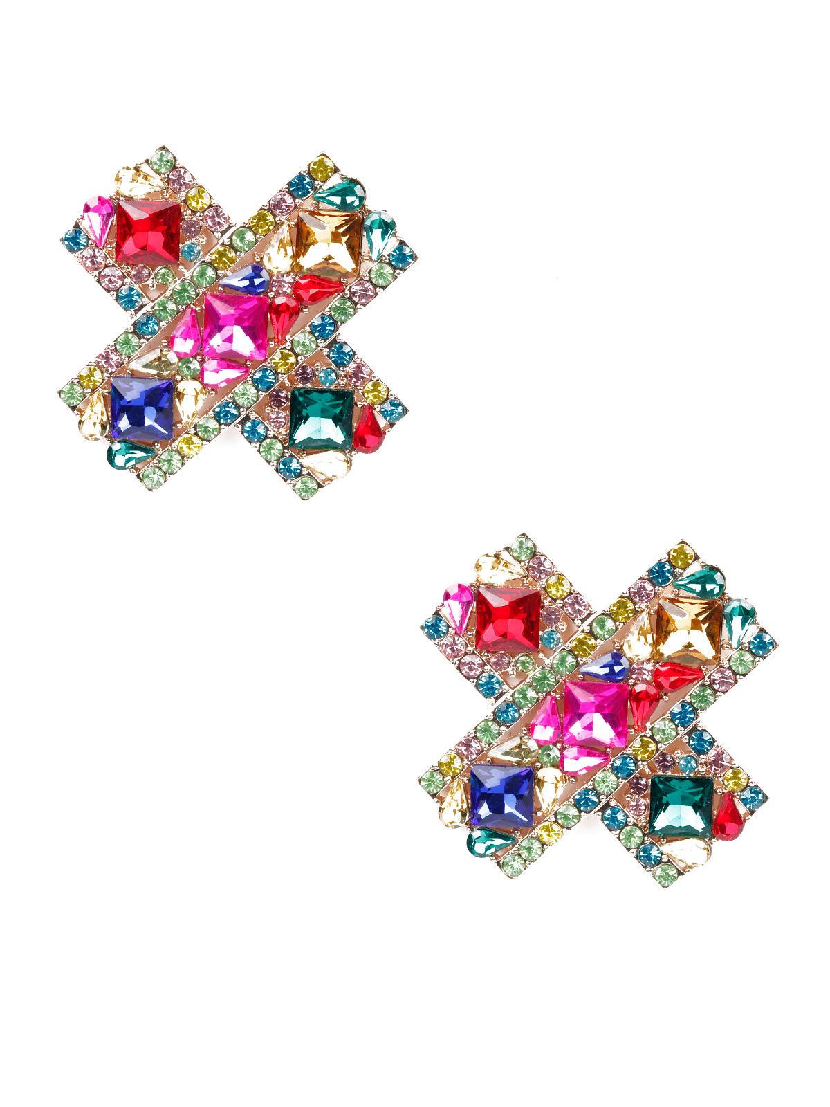 Women's Multicoloured Gemstone Embellished Earring
