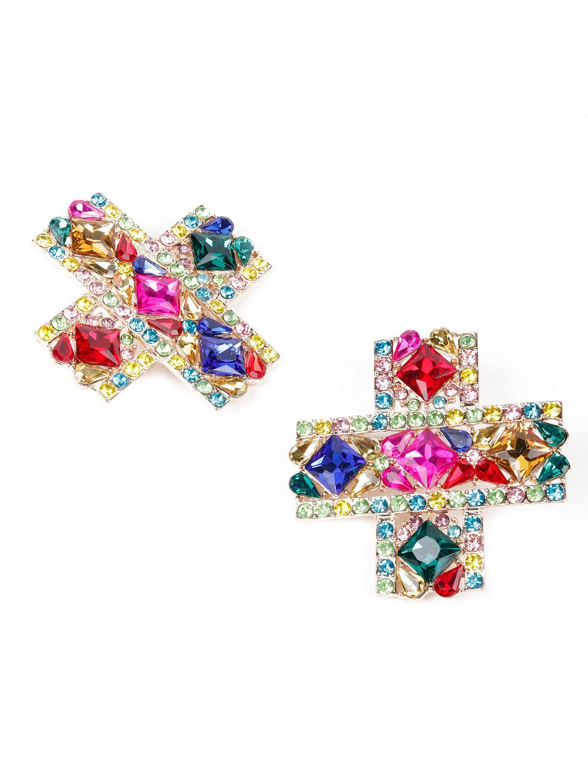 Women's Multicoloured Gemstone Embellished Earring